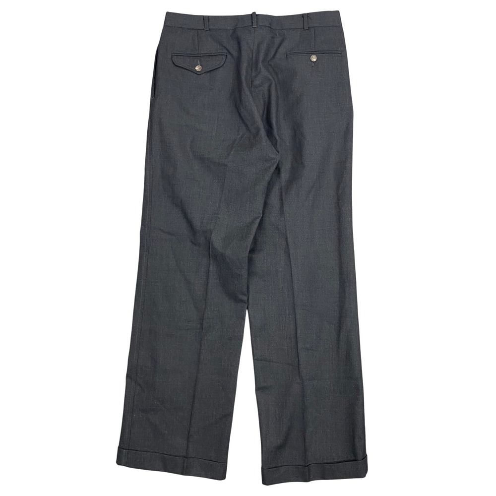 Vintage Polo Ralph Lauren Dalton Wool Trousers Mens 34 Gray Pleated Cuffed‎ USA - Picture 2 of 16